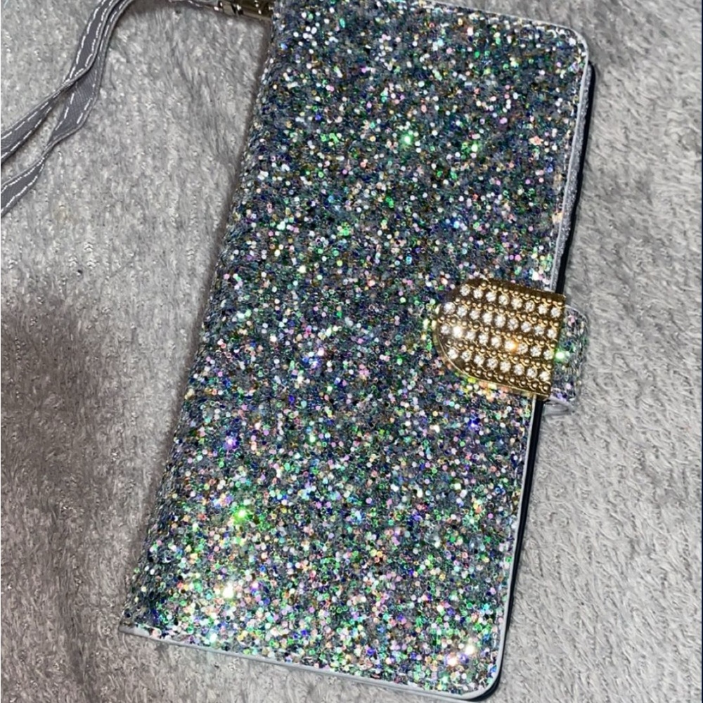 Glittery Silver Phone Wallet Case